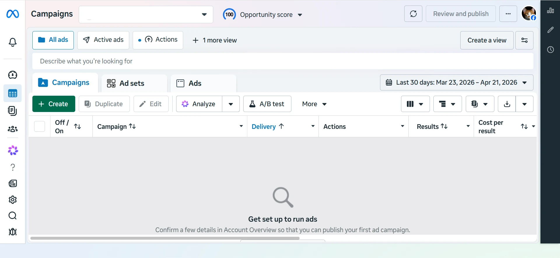 Manage Campaigns Screen