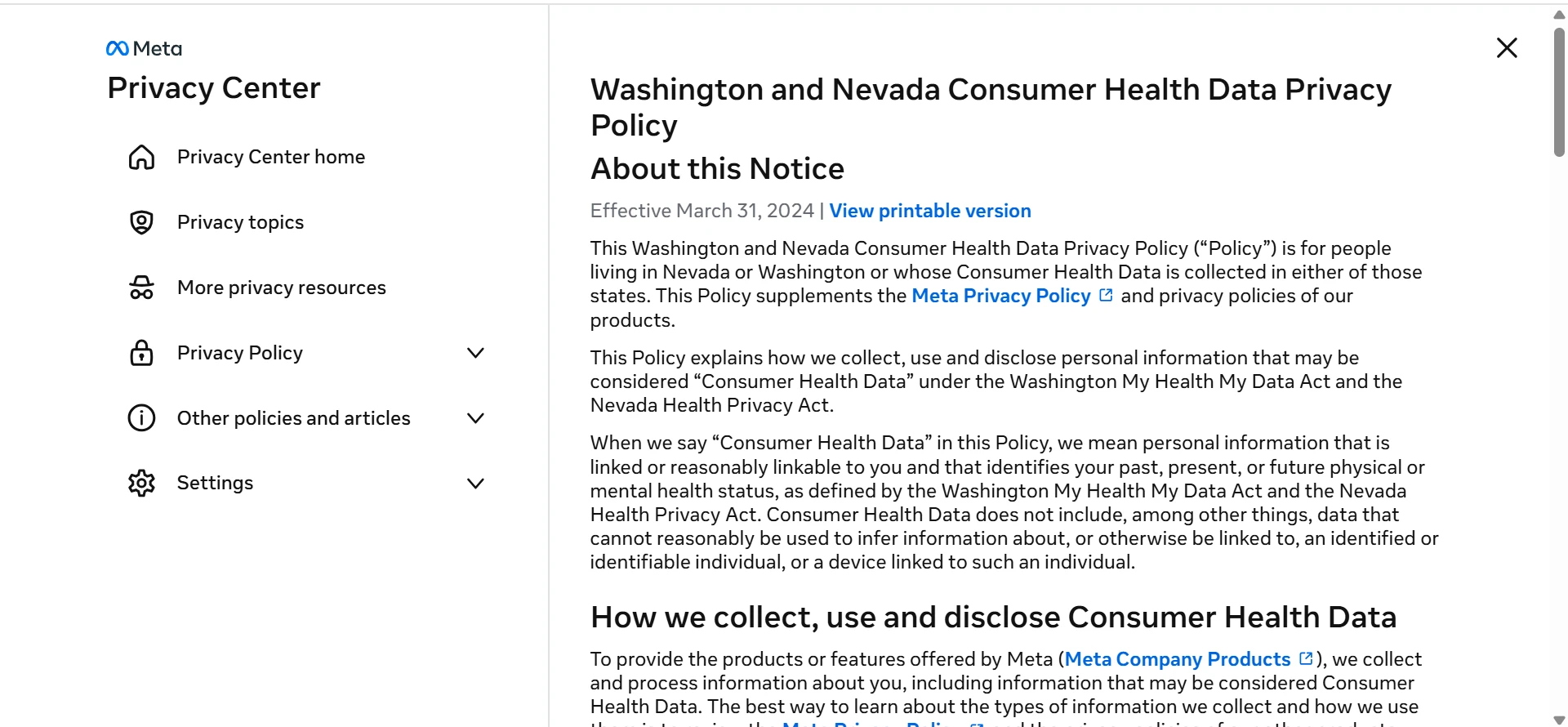 Health Policies Screen