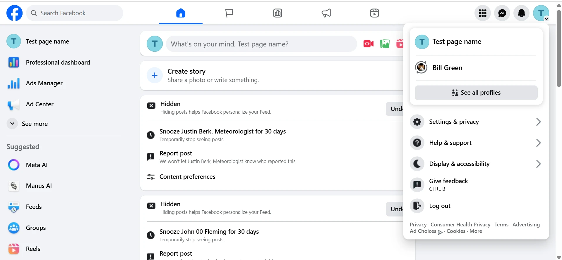 Profile Menu