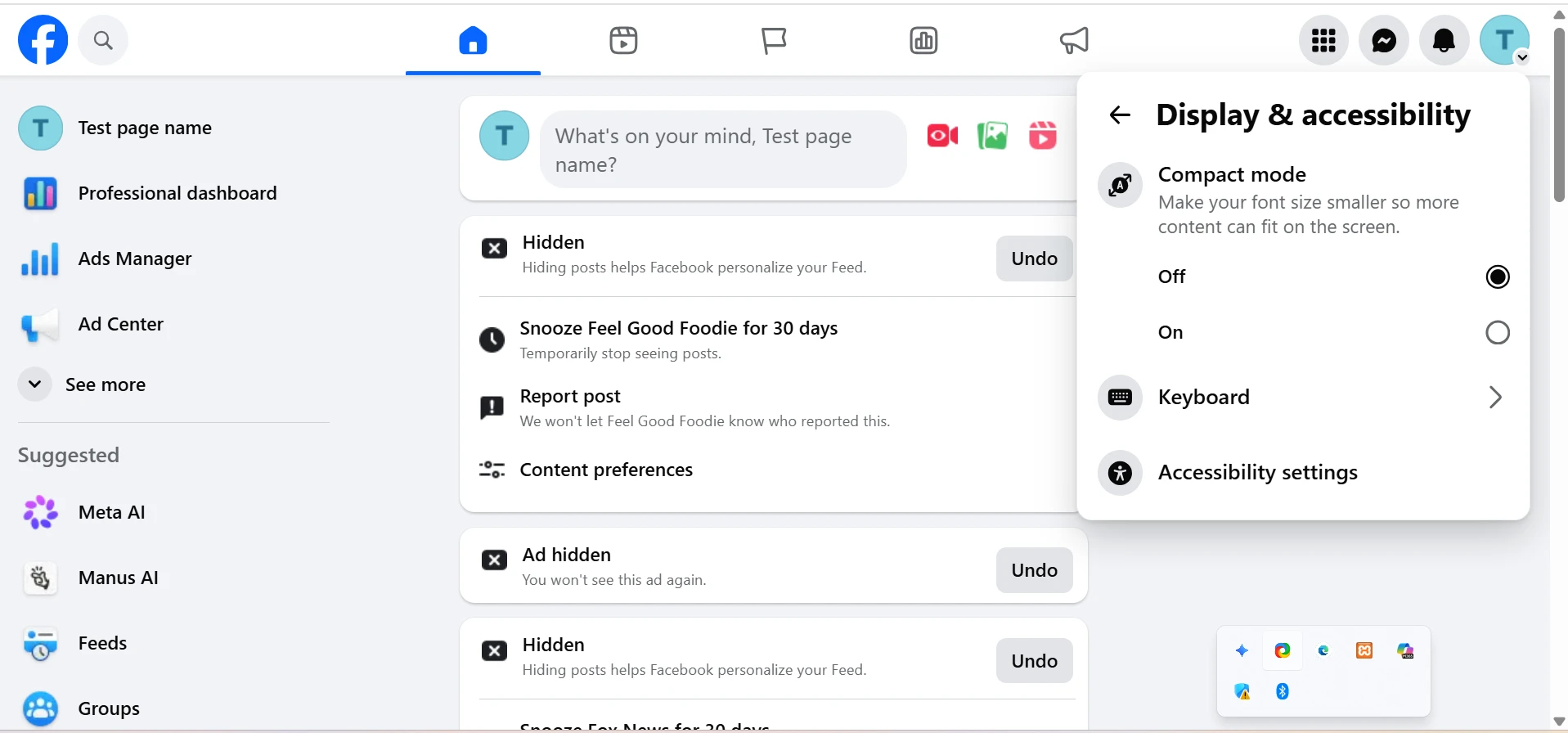 Display And Accessibility Menu