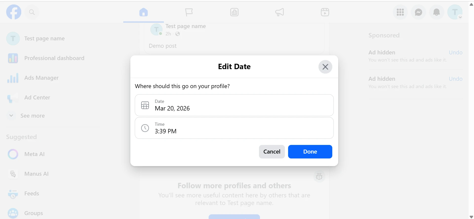 Edit Date Modal