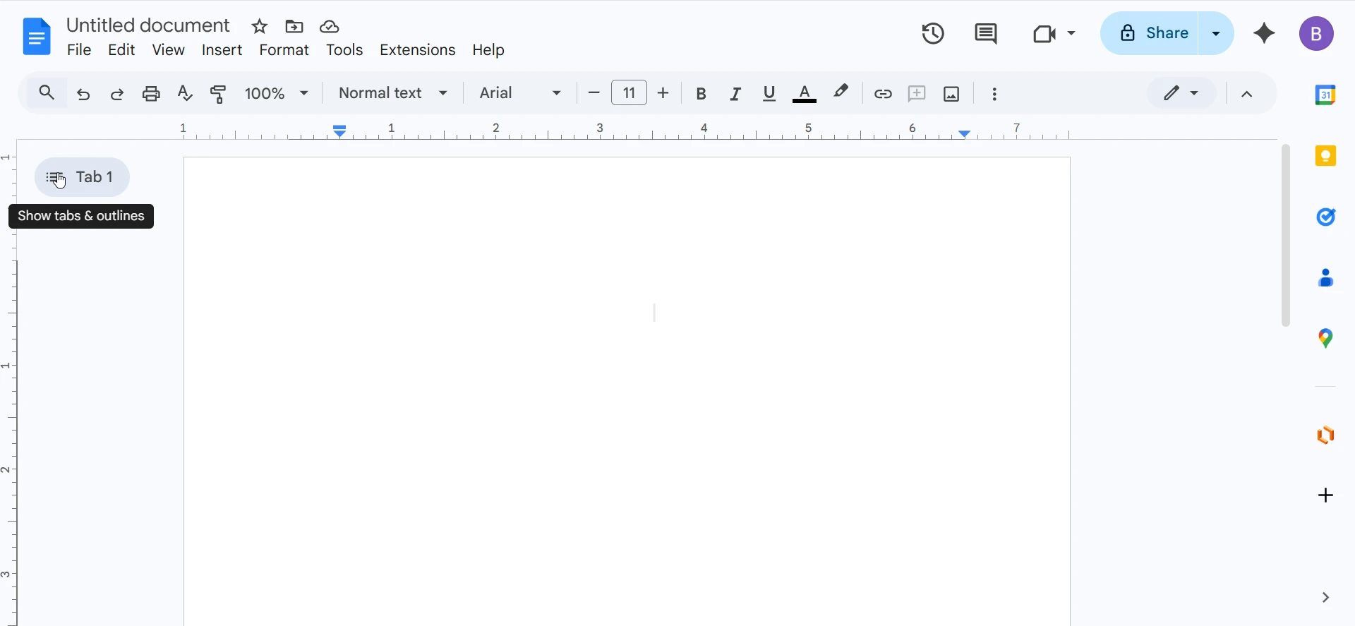 Show tabs and outlines
