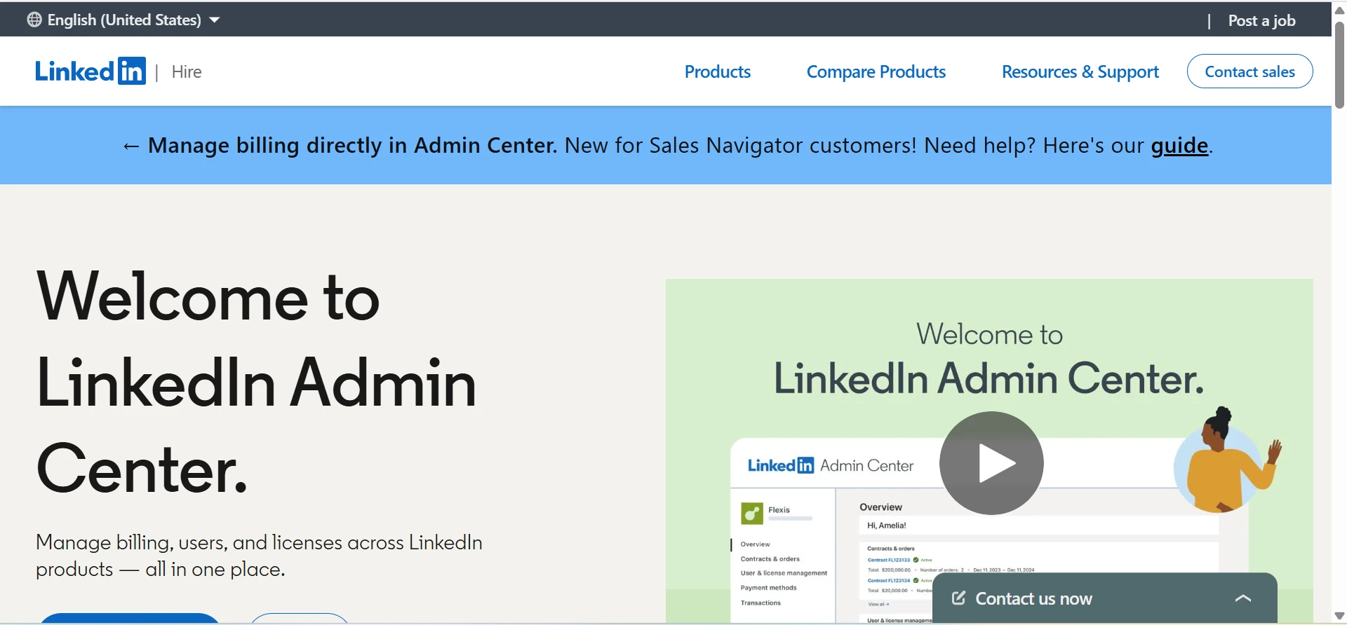 Admin Center Screen