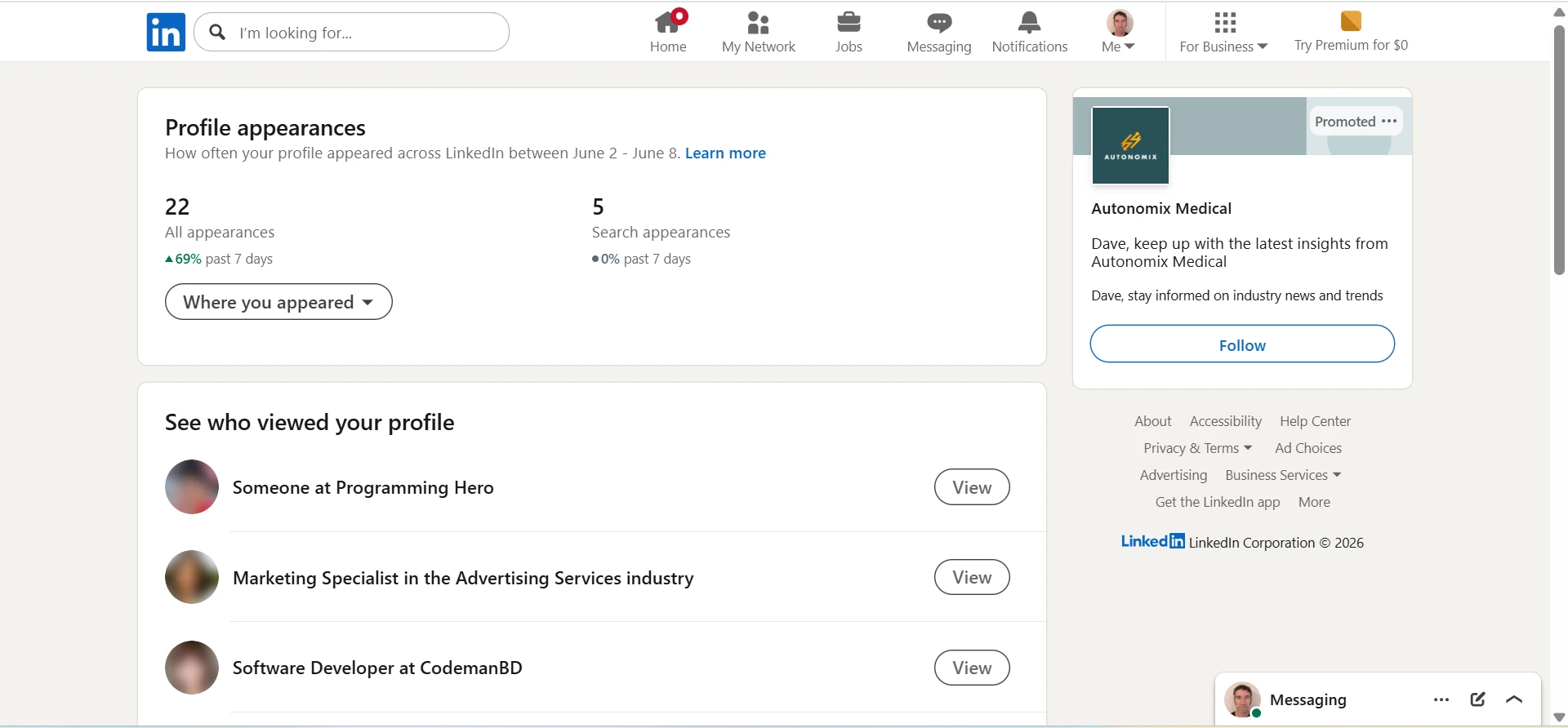 Search Appearances Screen