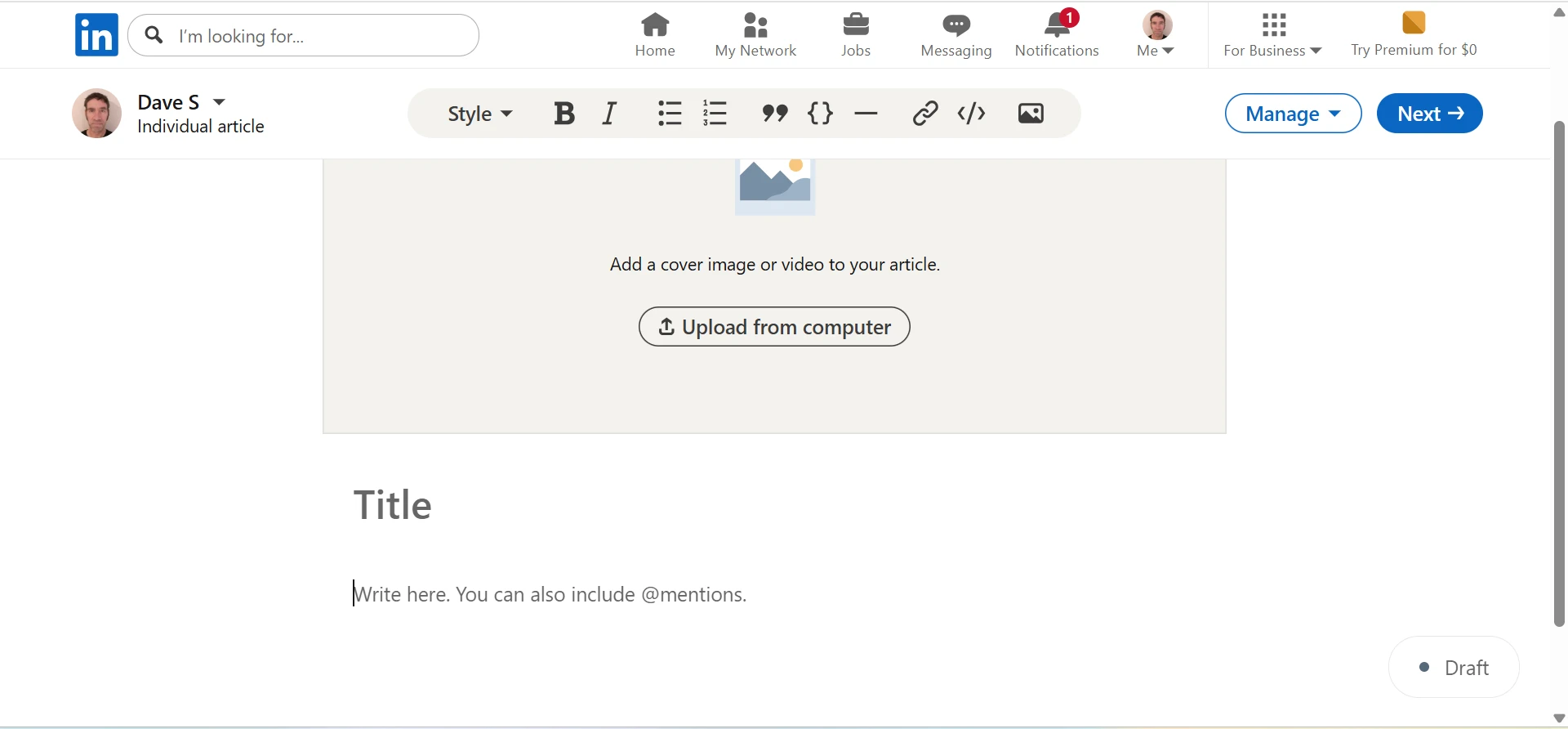 Manage articles