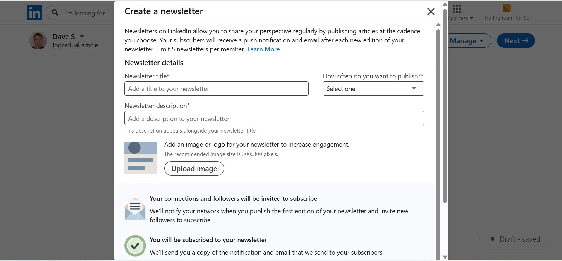 Create Newsletter Modal