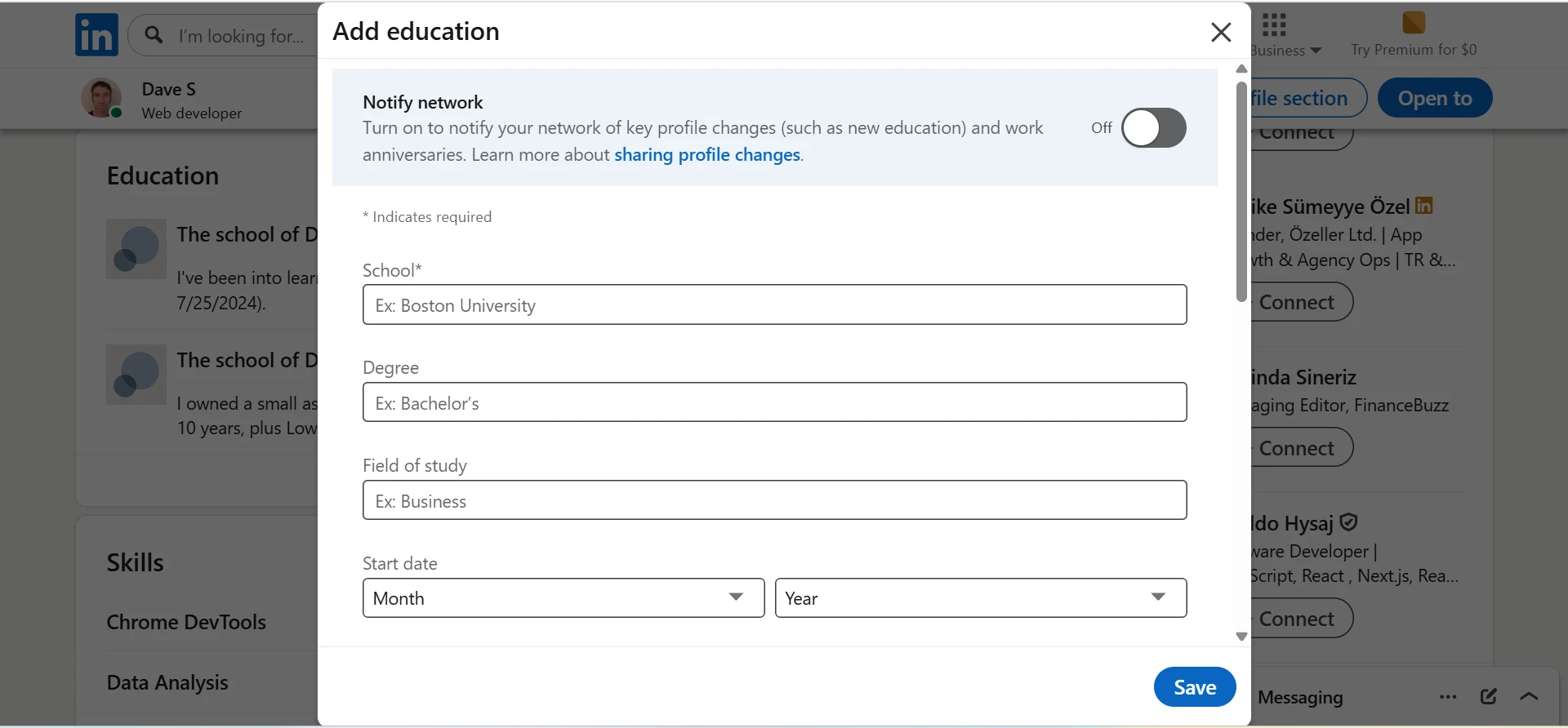 Education Add Modal