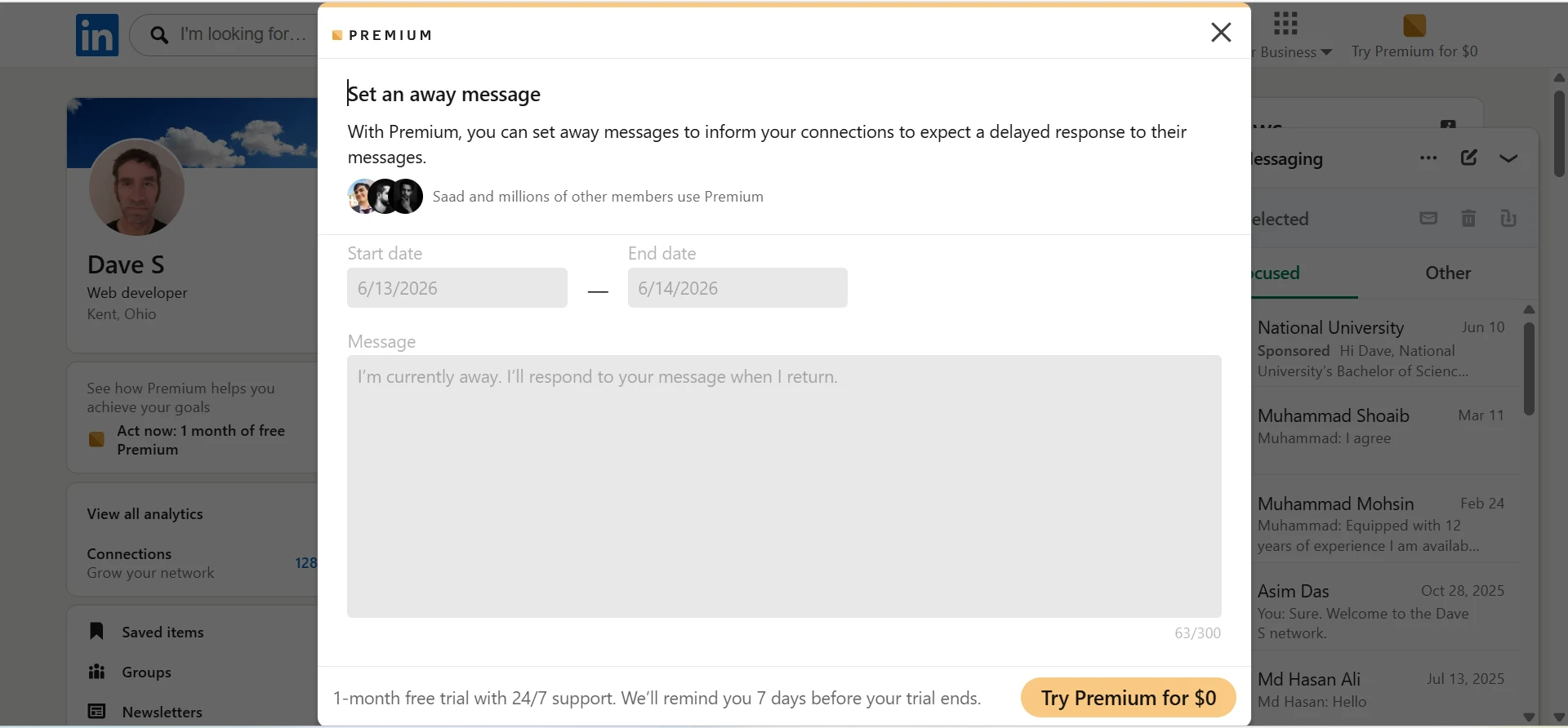Set An Away Message Modal
