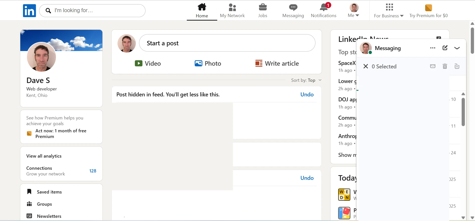 Messaging Panel Open
