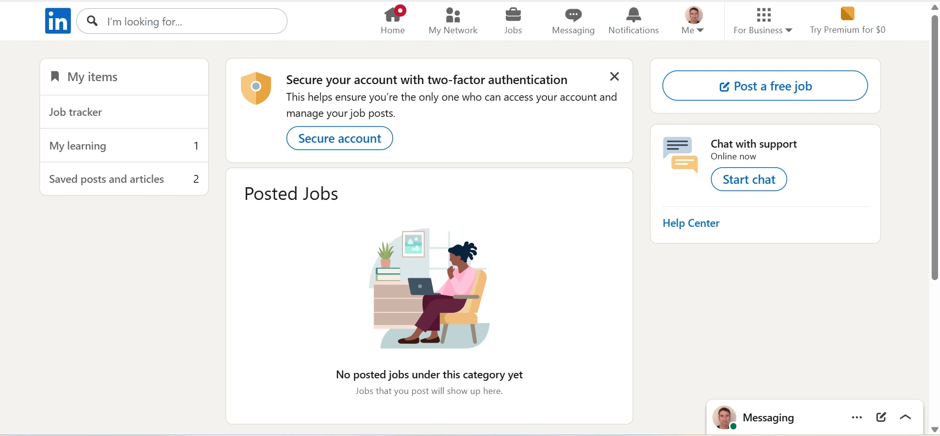 My Items Posted Jobs Screen