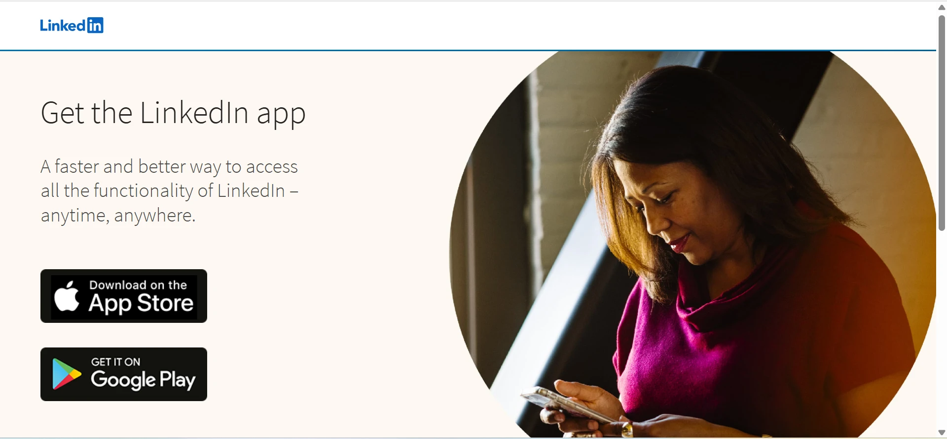 Mobile LinkedIn Screen