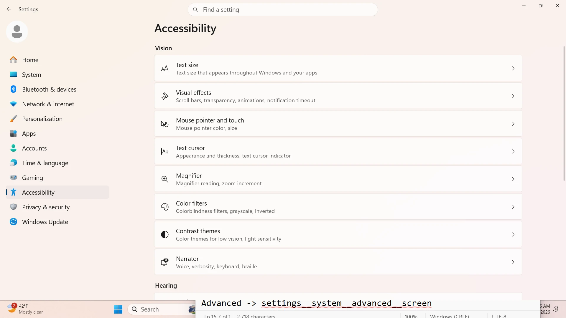Accessibility Screen