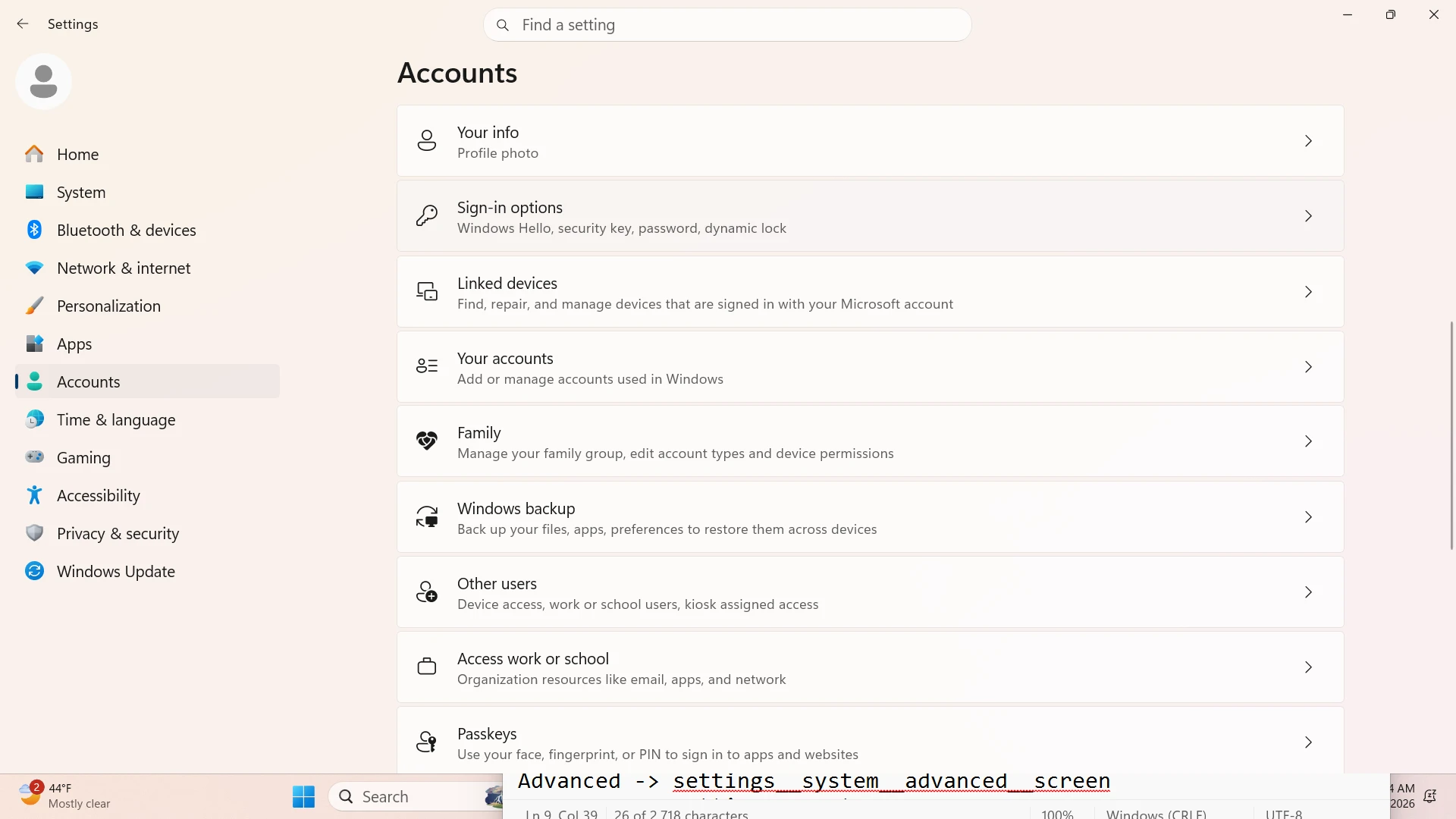 Accounts Screen (Scrolled 1)