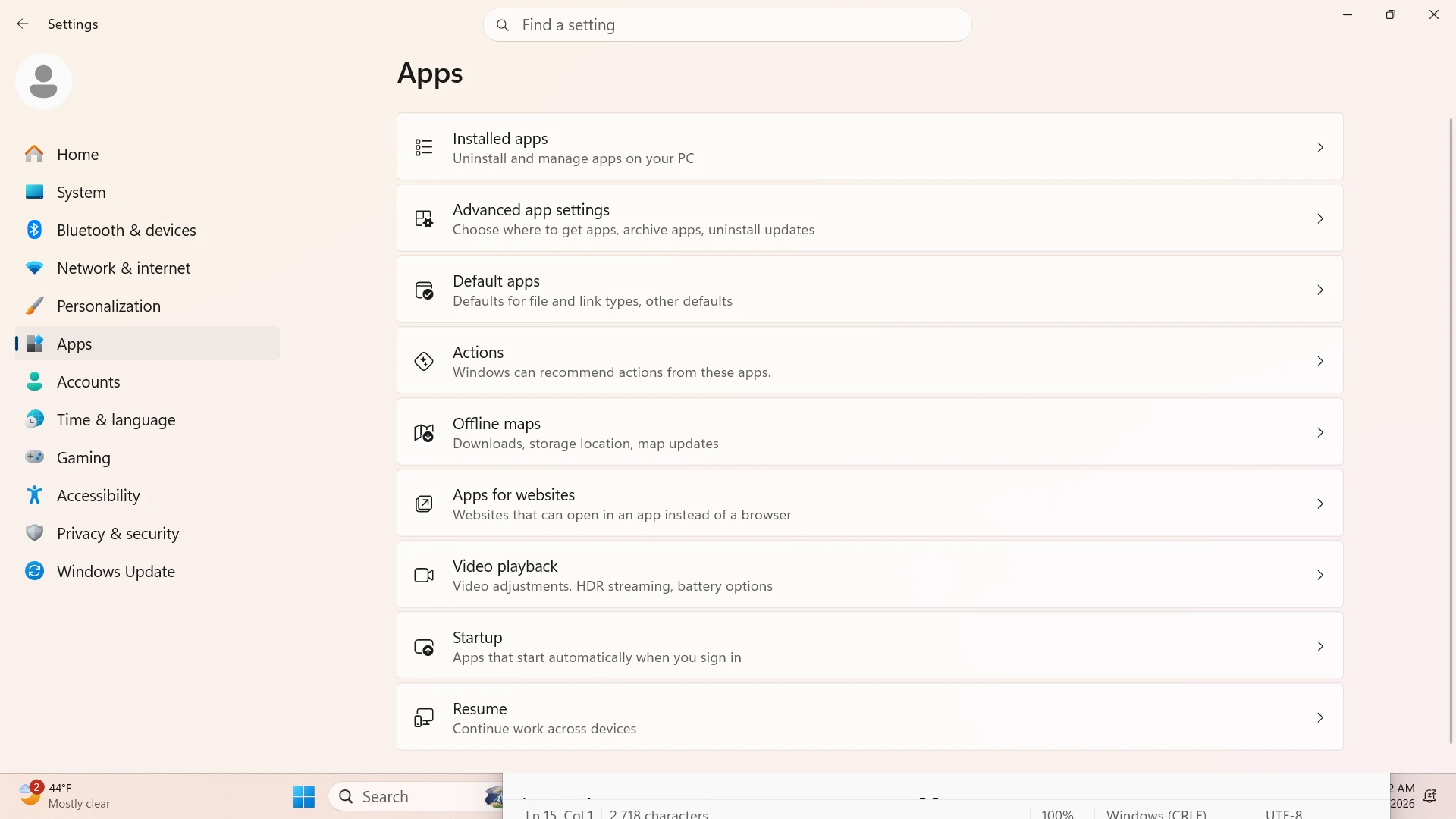 Apps Screen