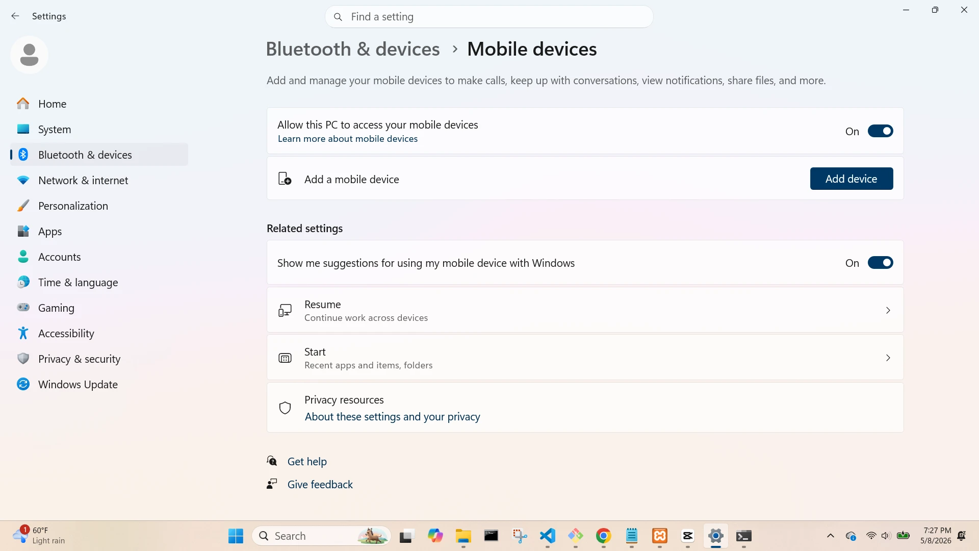 Bluetooth and Devices Mobile Devices Screen