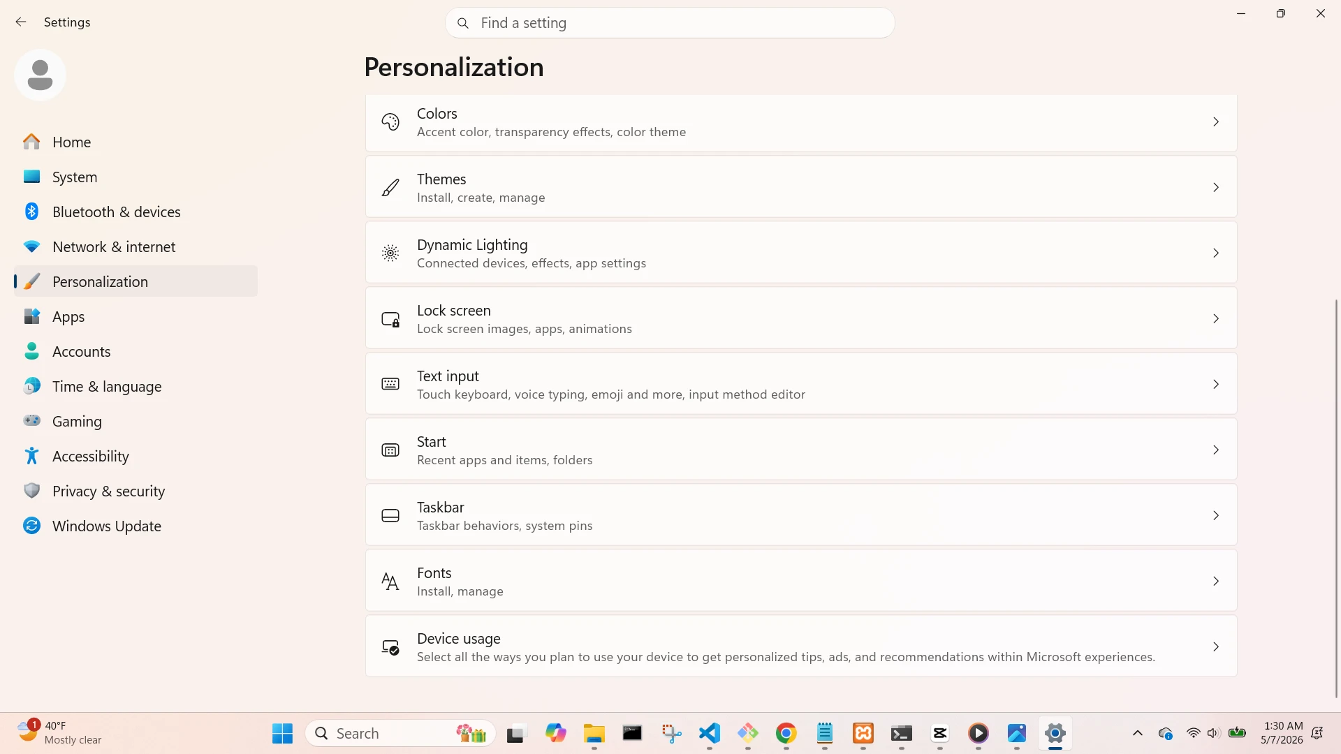 Personalization Background Screen (Scrolled 1)