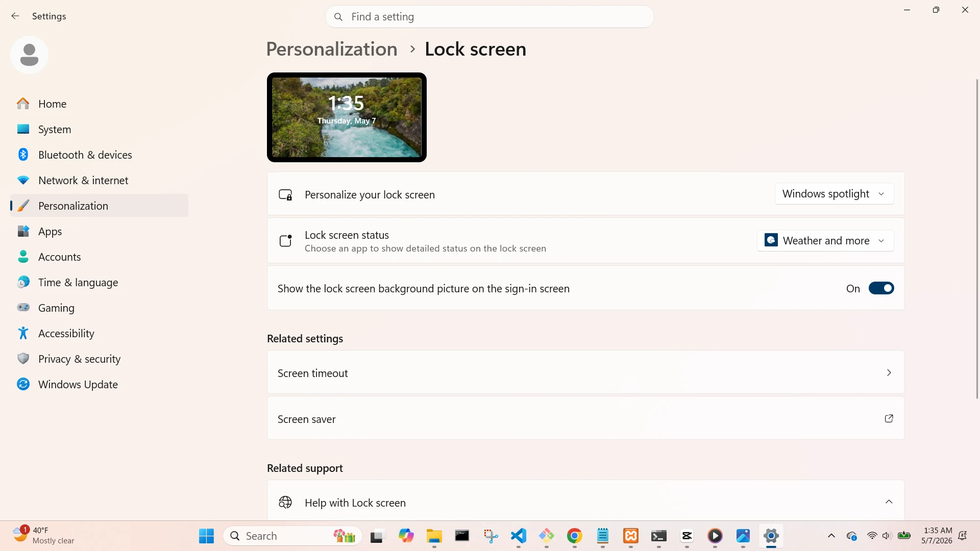 Personalization Lock Screen