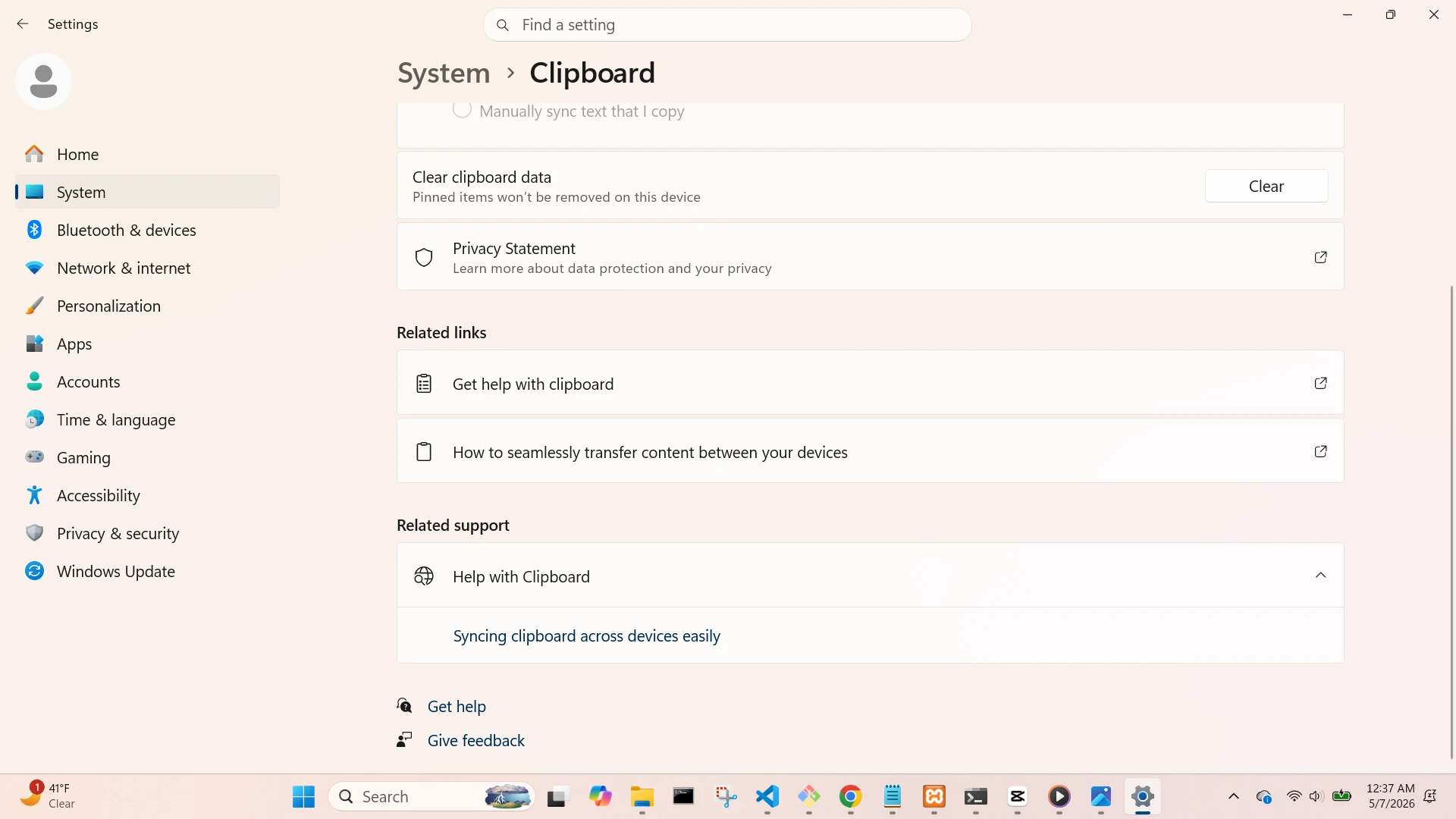 System Clipboard Screen (Scrolled 1)