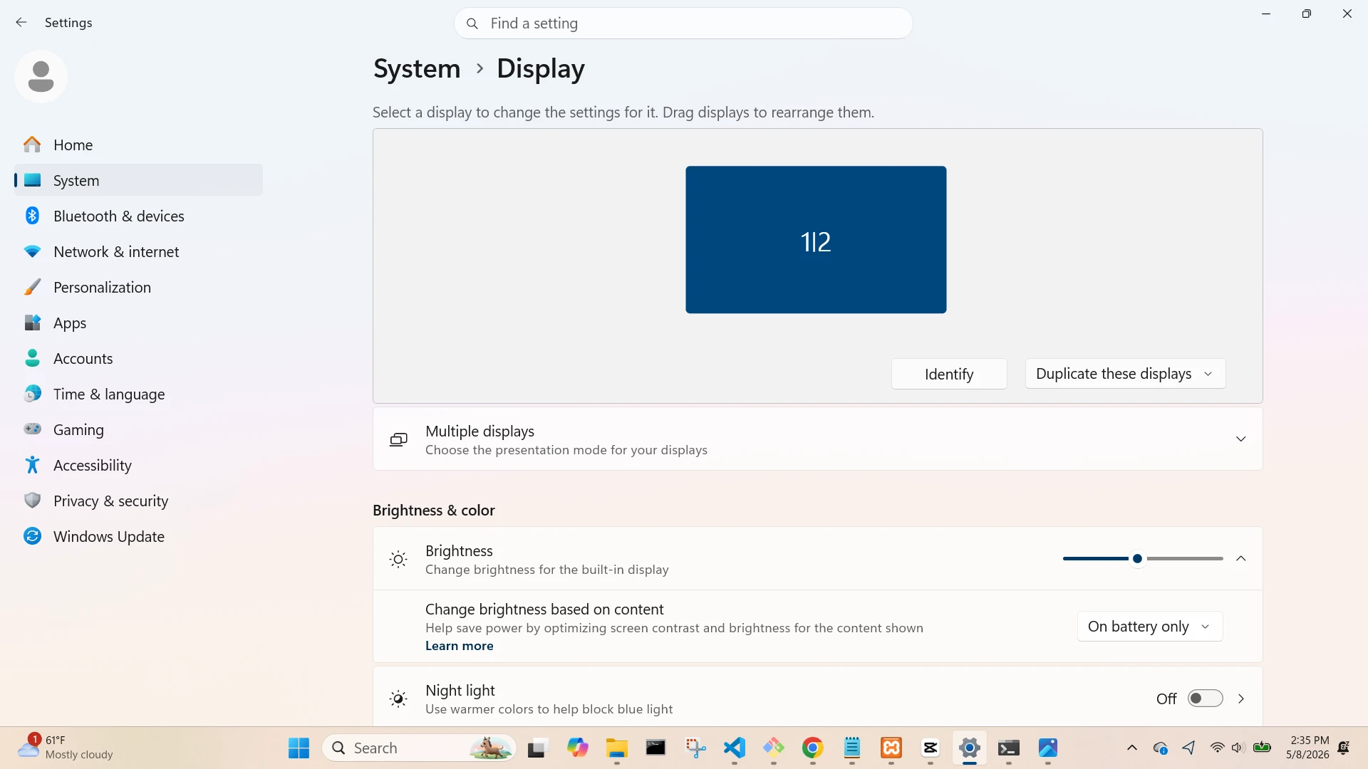 Brightness Menu