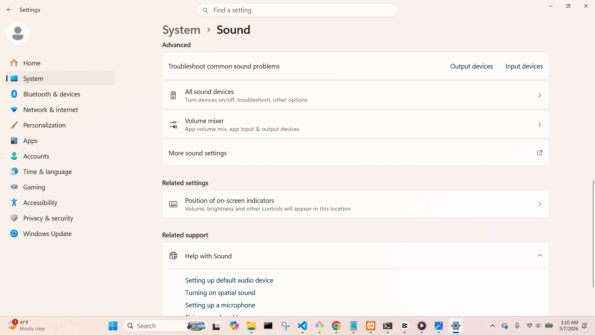 System Sound Screen (Scrolled 2)